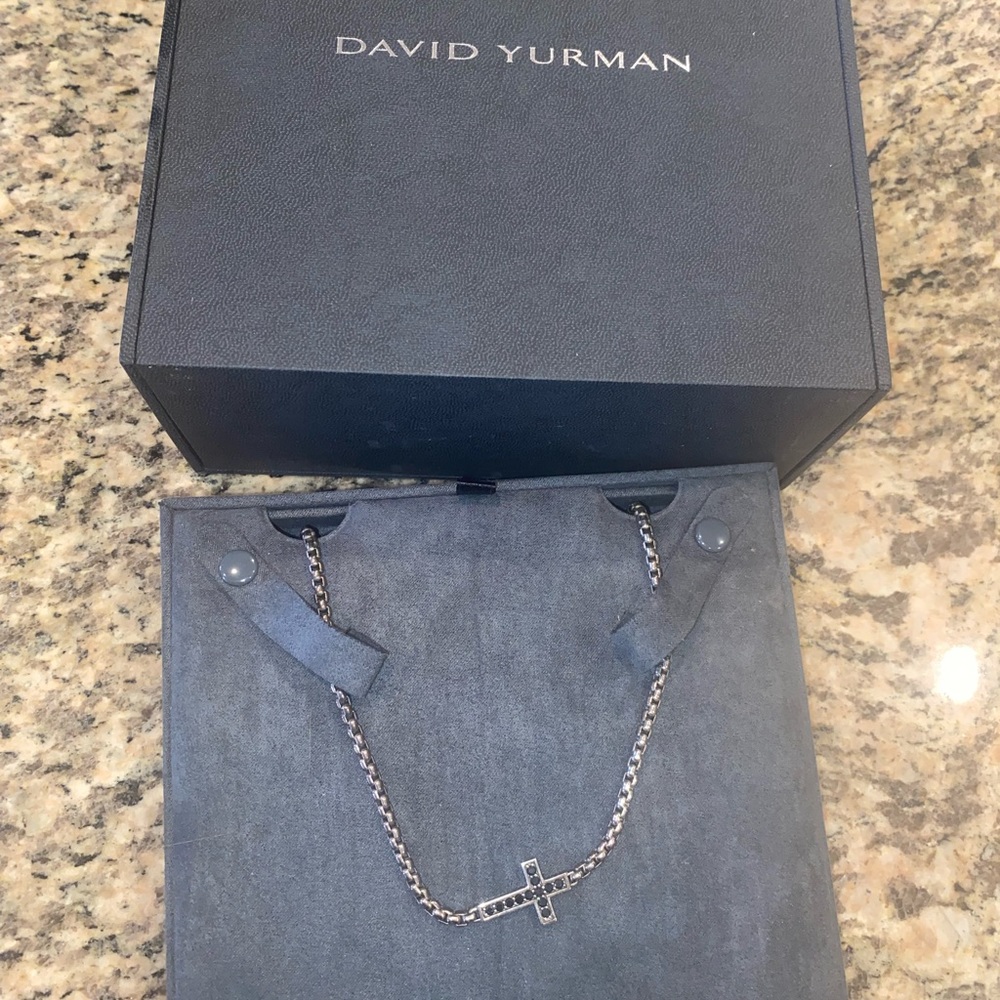 David yurman black diamond cross necklace
